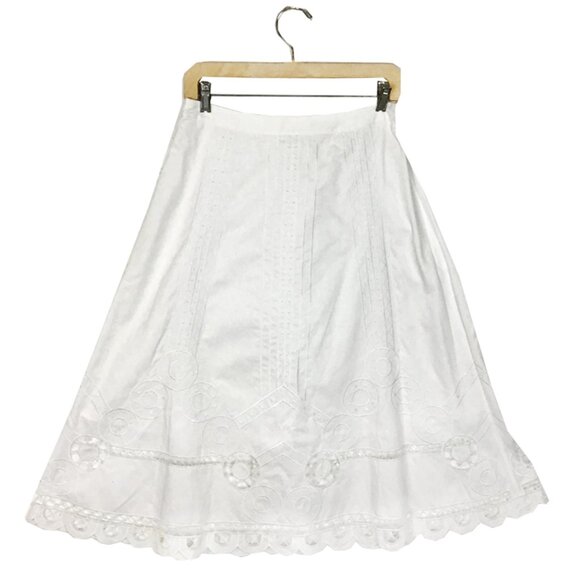 TEMPERLY LONDON Bellanca Embroidered Cotton Poplin Midi Skirt - Picture 5 of 14